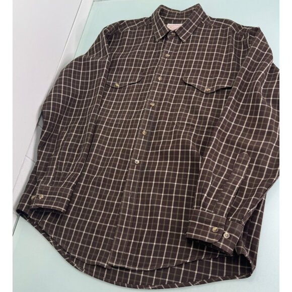 Filson Other - CC Filson Men Flannel Shirt 100% Wool Large L Brown Plaid Button Up
